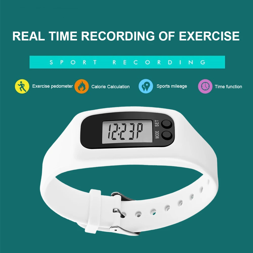 Led-stegräknare armband handled kaloriräknare 12/24h tidsdisplay stegräknare klocka multifunktionell fitnessklocka för vuxna barn