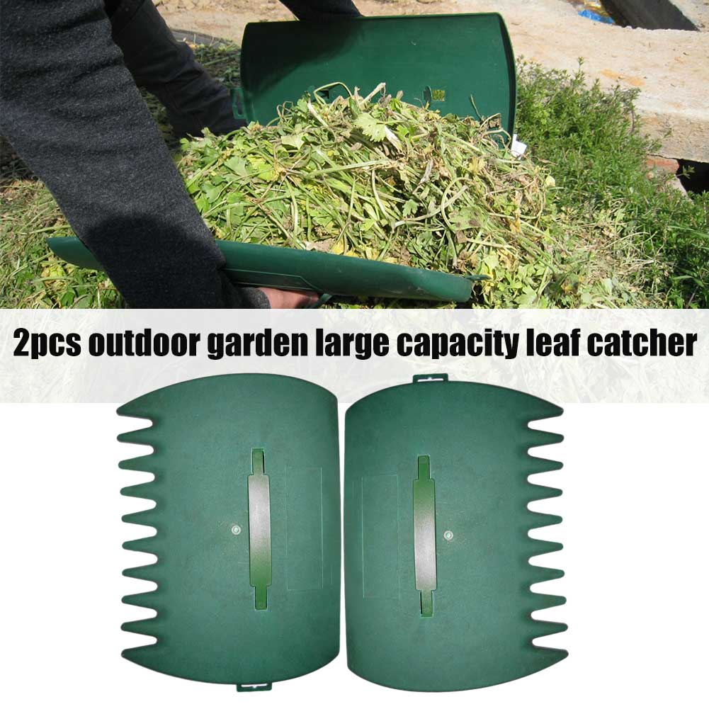 2 stk. samler udendørs havehåndrive savtakket stor kapacitet græsplæne blad grabber bærbart skrald rester rengøringsværktøj yard
