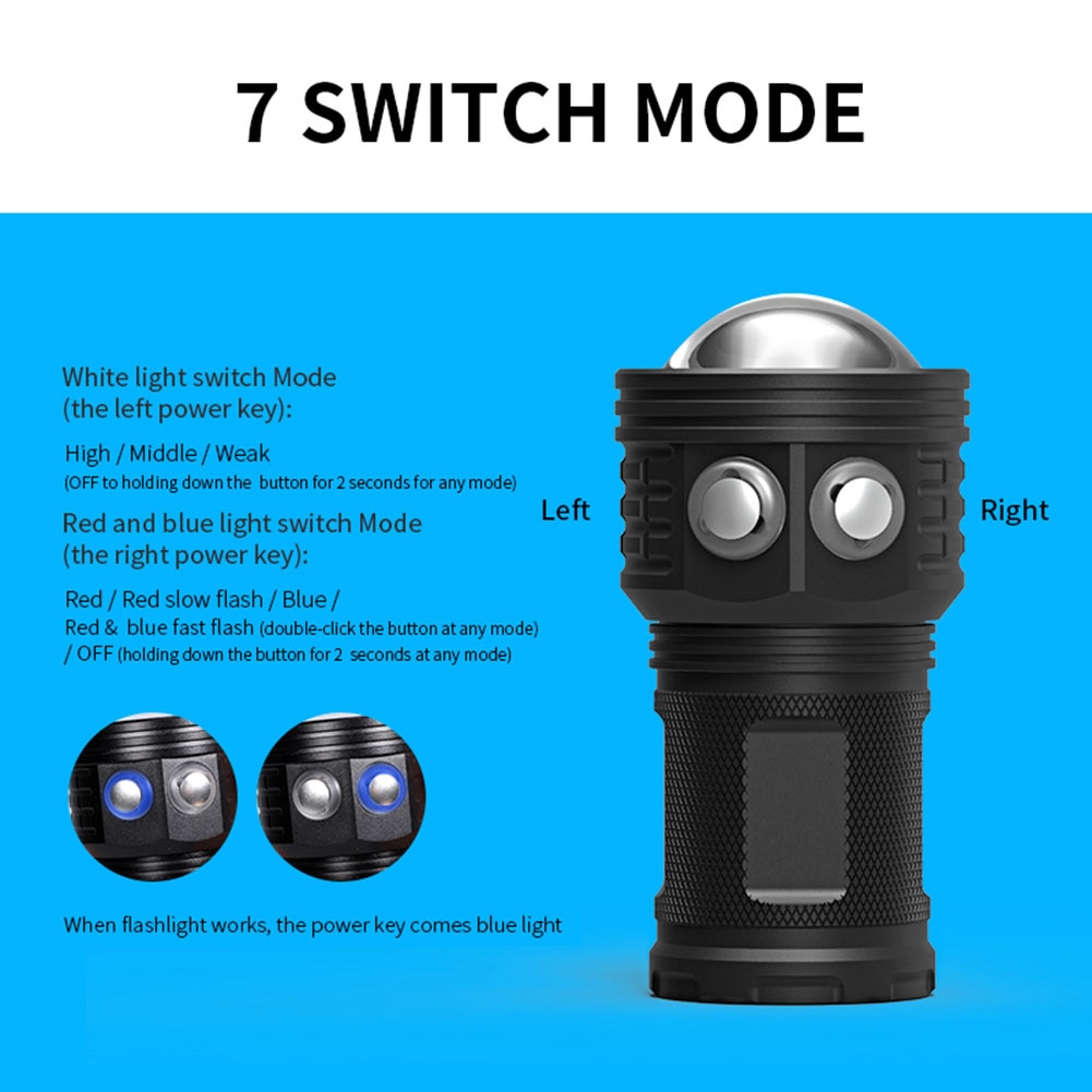 500w waterdichte fotografie-invullicht cob led duikzaklamp draagbare duiklamp onderwaterlamp met beugel