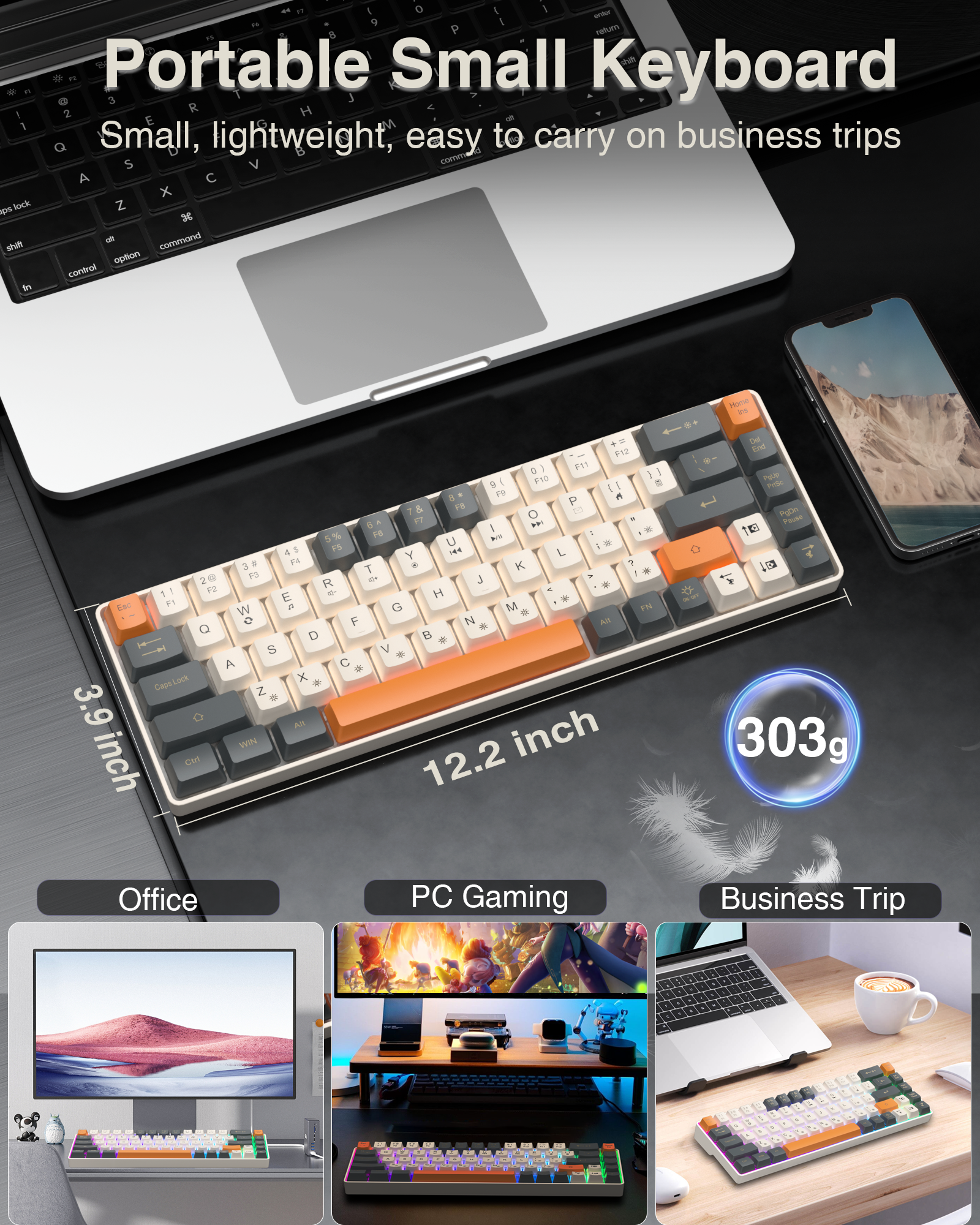 SOLAKAKA SK968 Wired Keyboard Cool RGB Backlit Ergonomic Portable Keyboards Membrane Keyboard for PC Laptop