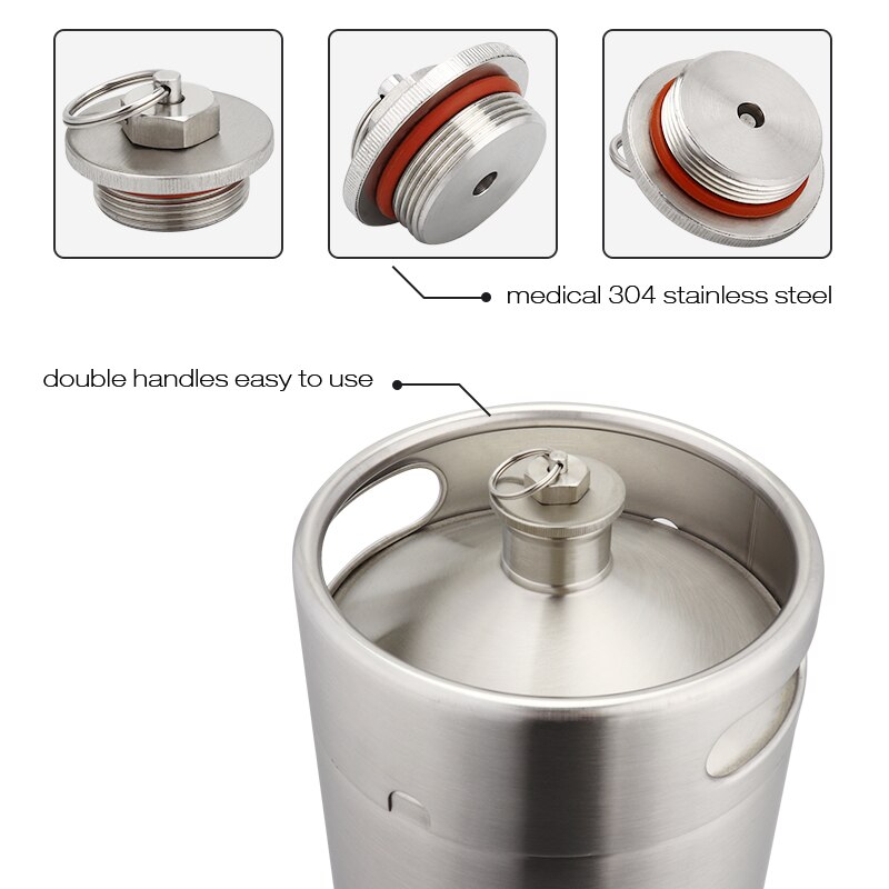 2L/3L/5L 304 Container Stainless Steel Home Brewing Two Pressure-Resistant Venting Cover Craft Fermentation Beer Barrel