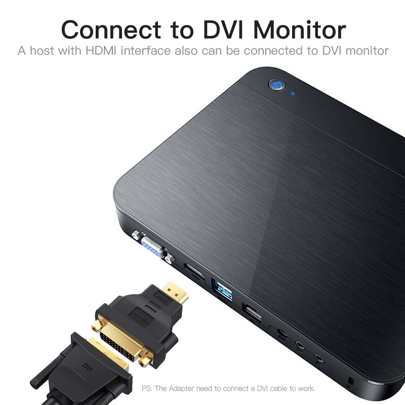 Vention hdmi dvi adapter 1080p hdtv konverter han til hun tovejs hdmi til dvi stik til pc  ps3 projektor tv