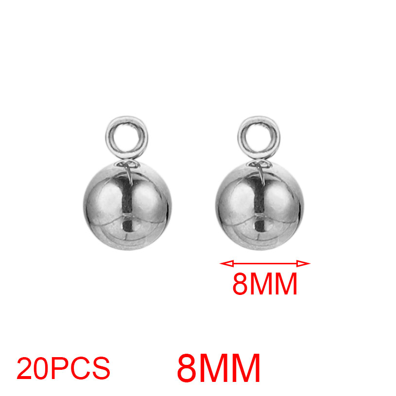 20pcs Lot 4/5/6mm Round Stainless Steel Beads Solid Ball Charms DIY Gold Plated Earrings Bracelet Jewelry Making Materials Craft: Rhodium Plated