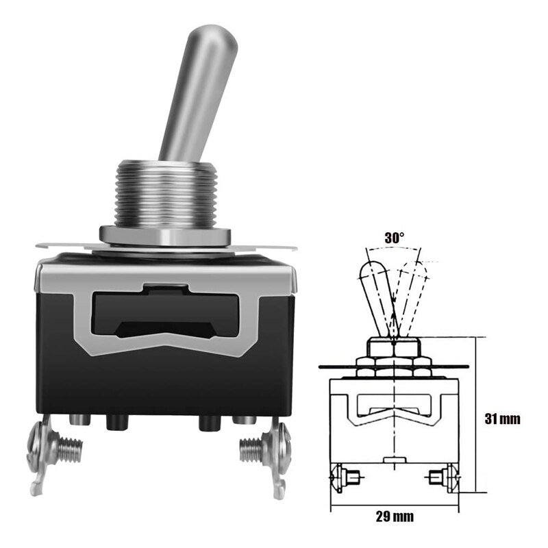 5Pcs/Lot 5X Toggle Switch Heavy Duty 20A 125V SPST 2 Terminal ON/OFF Car Waterproof ATV