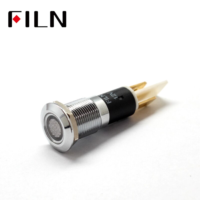 FILN 12mm Chroom Metalen LED Pilot Panel Dash Signal Indicator lamp Auto Boot Marine waarschuwingslampje 3 v 6 v 12 v 24 v 110 v 220 v