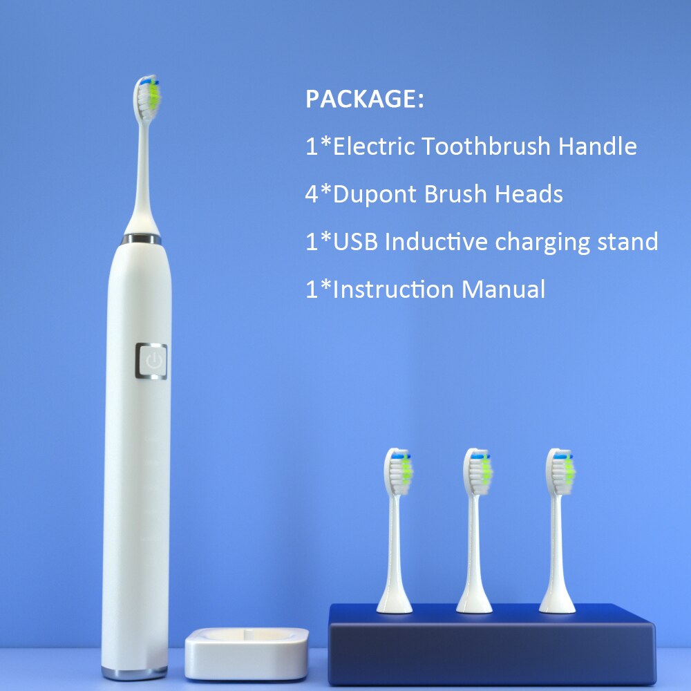 CEDU EA315 Sonic Electric Toothbrush 5 Teeth Whitening Modes Smart Toothbrush Oral Cleaning Personal Care Appliance for Adults: White and 4 head