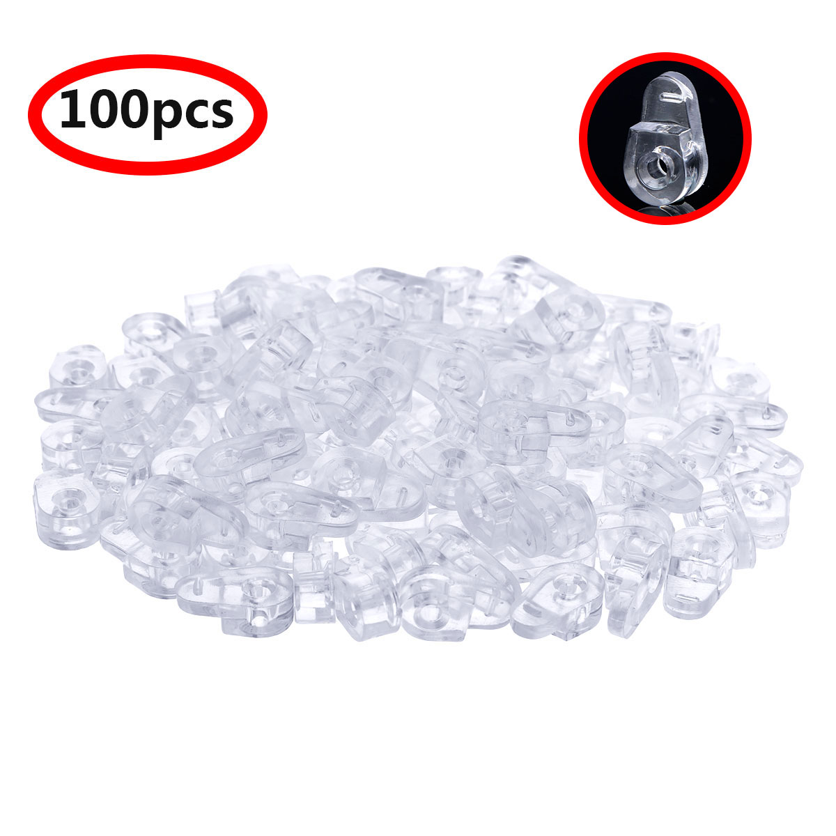 100Pcs Transparent Plastic Glass Panel Retainer Mirror Fix Clips Accessories for Cabinet Door Window Dressing Hardware: Type A Clear