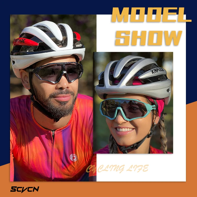 Scvcn Photochromic Glasses Cycling Sunglasses UV400 Women Sports Running Eyewear for Men Cycl Road Mountain Bike Bicycle Goggles