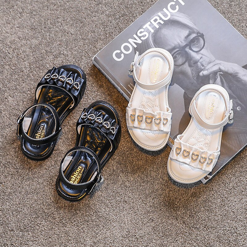 Sandalias con diamantes de imitación para niña, zapatos antideslizantes de verano, ostentosos