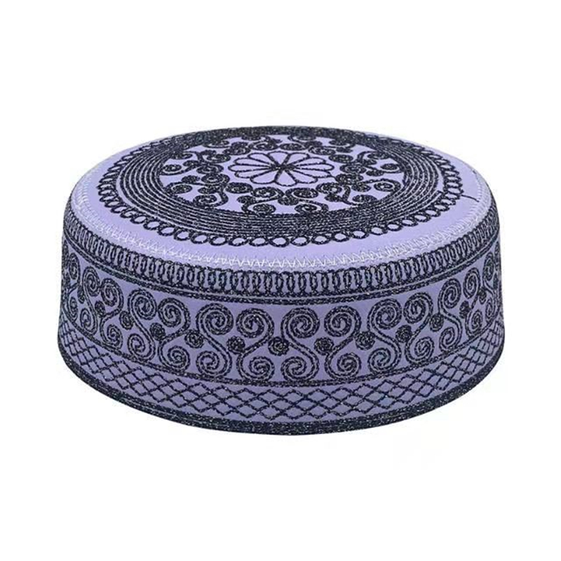 Hoed Mannen Vrouwen Aanbidding Saudi Arabië Platte Top Tulband Moslim Cap Gebed Islam Egyptische Kufi Topi Print Borduurwerk Zomer Winter: 036802 black / L