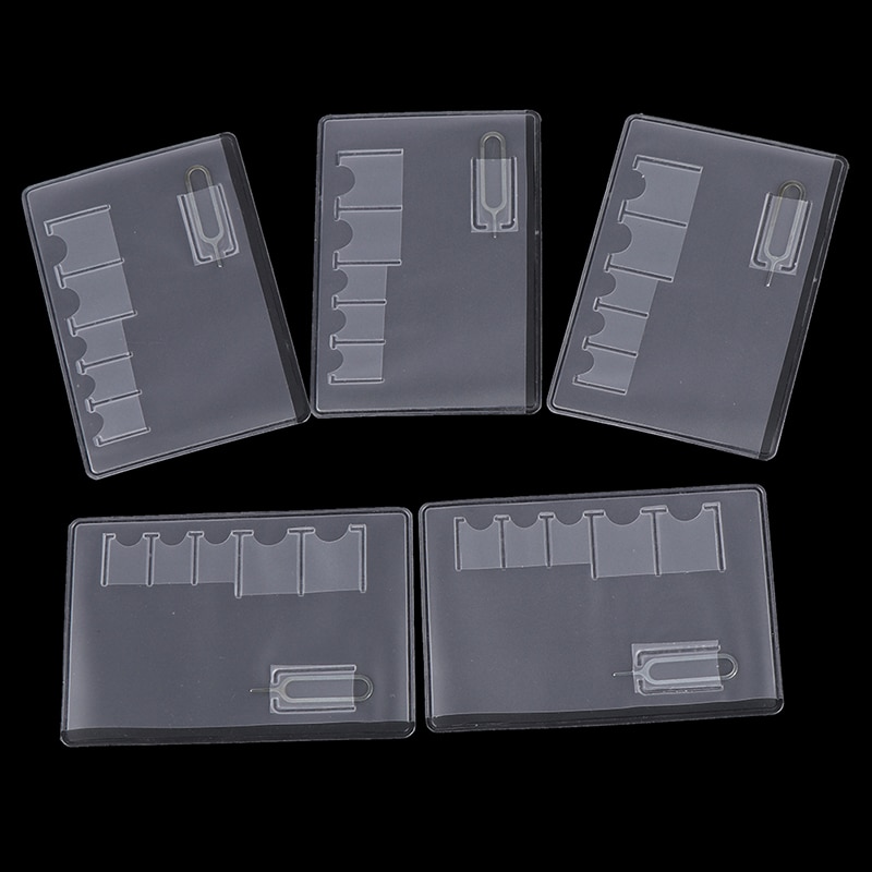 5 Pcs 6 Sim Card Storage Case Box Bag Easy Carry Clear Protector Portable For Sim Memory Card Transparency Universal