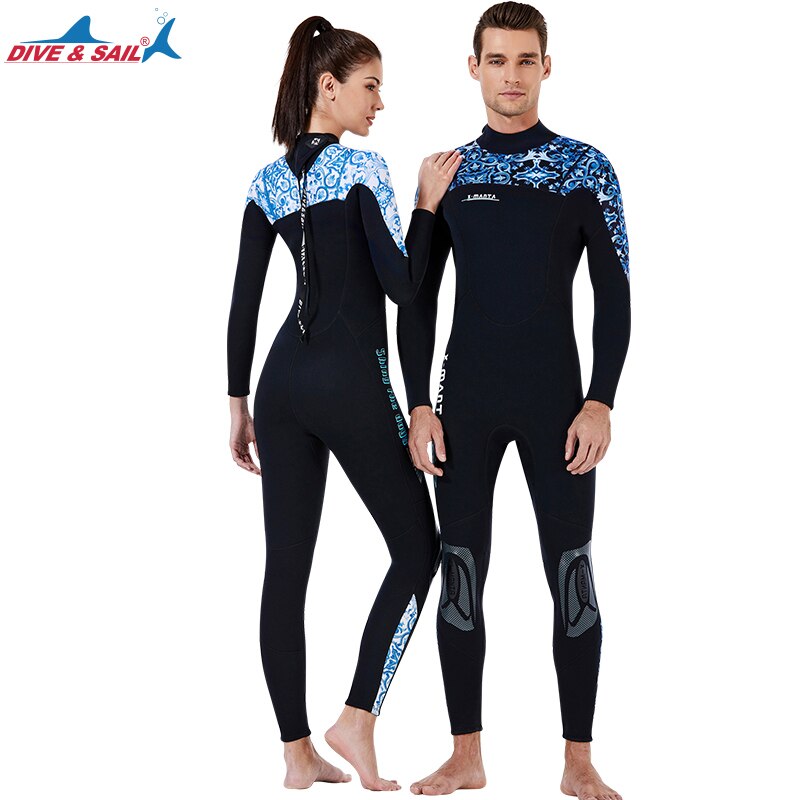 Womens Wetsuit Full 3mm Neoprene Surfing Scuba Diving Snorkeling Swimming Suit Mens Girls Matching Couples One Piece Long Sleeve