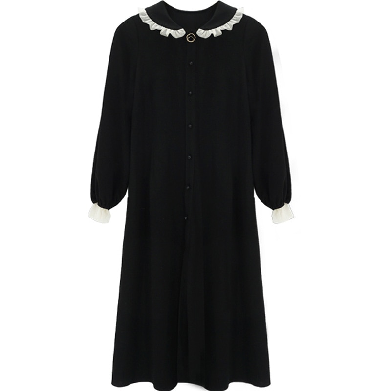 Zomer Japanse School Uniform Meisje Cartoon Black Sailor Kraag Jurken Schooluniform Meisjes Preppy Leuke Longsleeve Casual Jurk