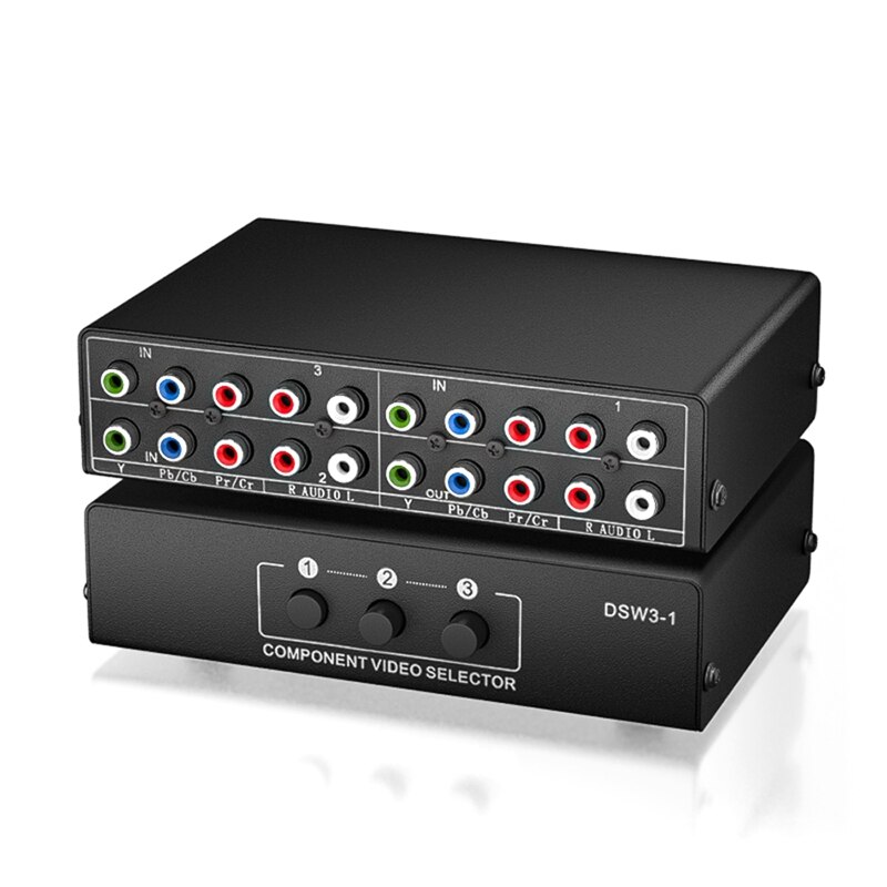 3-Way RGB Component AV Switch Video Audio Selector 3 in 1 Output Ypbpr Component RGB Switcher Box for TV 360 Wii DVD