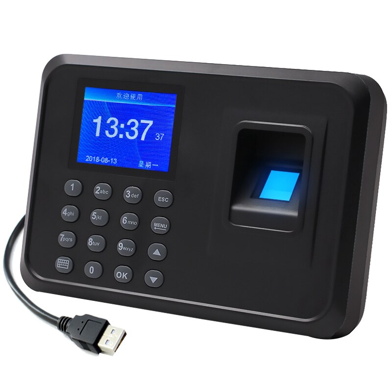 Ams-biometrisk fingeraftryk fremmøde maskine lcd display usb fingeraftryk fremmøde system tid ur medarbejder check-in recor