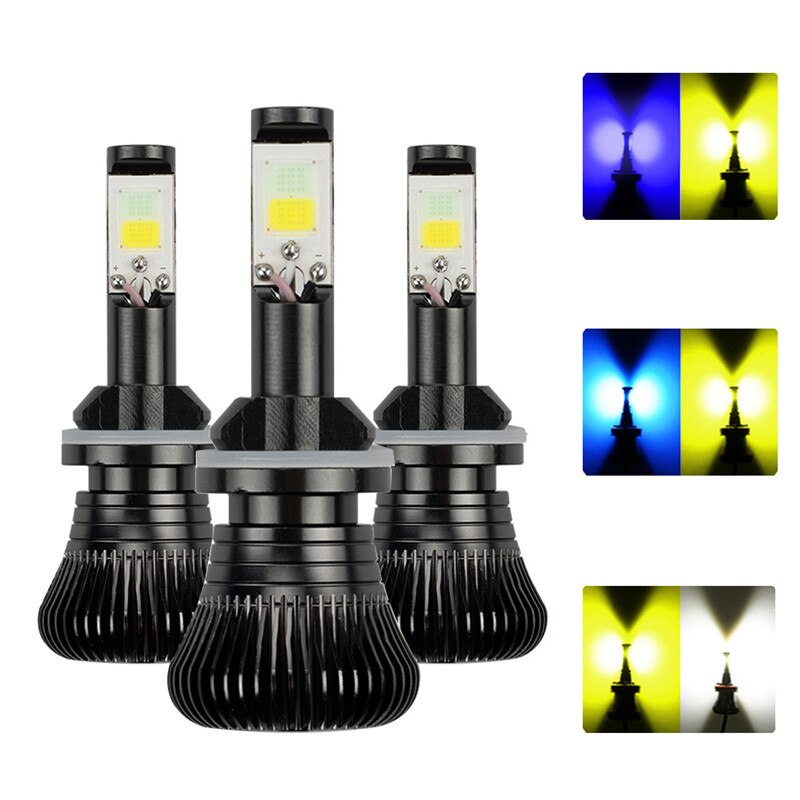 2 kpl 9005/h11/h3/880/h1 led polttimot kaksivärinen auton ajovalo 3000k 6000k 2400lm led ajovalon polttimo kaksivärinen auton sumuvalo 12v