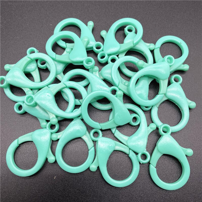 10Pcs 35mm Plastic Lobster Clasp Hooks Keychain End Connectors For Jewelry Making DIY Bracelet Chain Accessories: Cyan