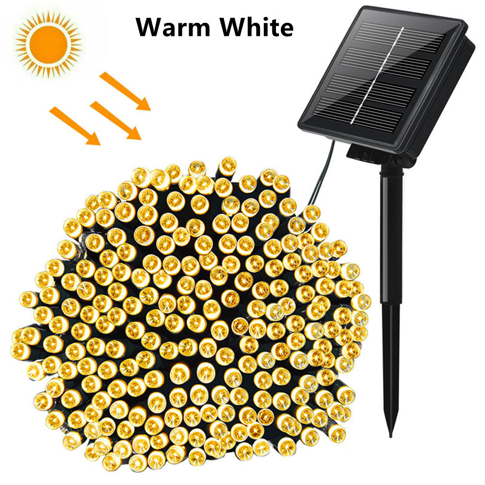Guirlande solaire LED 7m 50 lumières 8 modèles, guirlande féerique étanche, décorations pour fête de noël et Halloween: Bleu