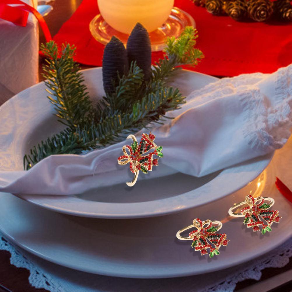 Metalen Kerst Bel Servetringen Prachtige Servet Gesp Voor Bruiloft Banket Hotel Tafel Levert Cirkel Decoratie