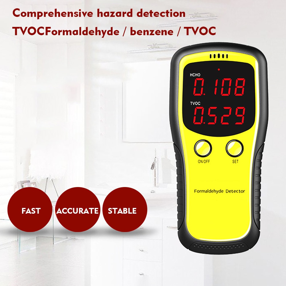 Mini  co2 luftdetektor gasanalysator formaldehyd hcho tvoc led digital display meter tester præcis beskyttet luft tester