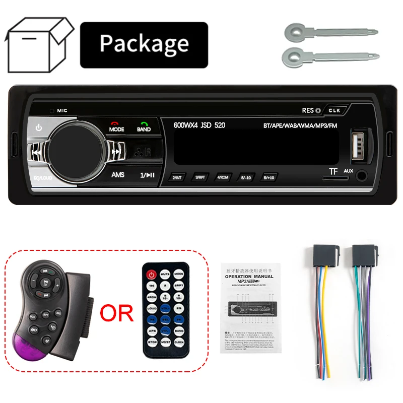 Radio samochodowe 1-dinoowy odtwarzacz stereo Cyfrowy odtwarzacz MP3 Bluetooth Radio FM Stereo Audio Muzyka USB Z wejściem Dash AUX