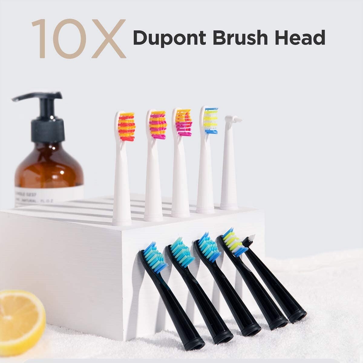 Fairywill – Brosses à dents électriques Sonic pour adultes et enfants,appareil de blanchiment rechargeable avec minuterie intelligente et 10 têtes de rechange, 5 modes de nettoyage,