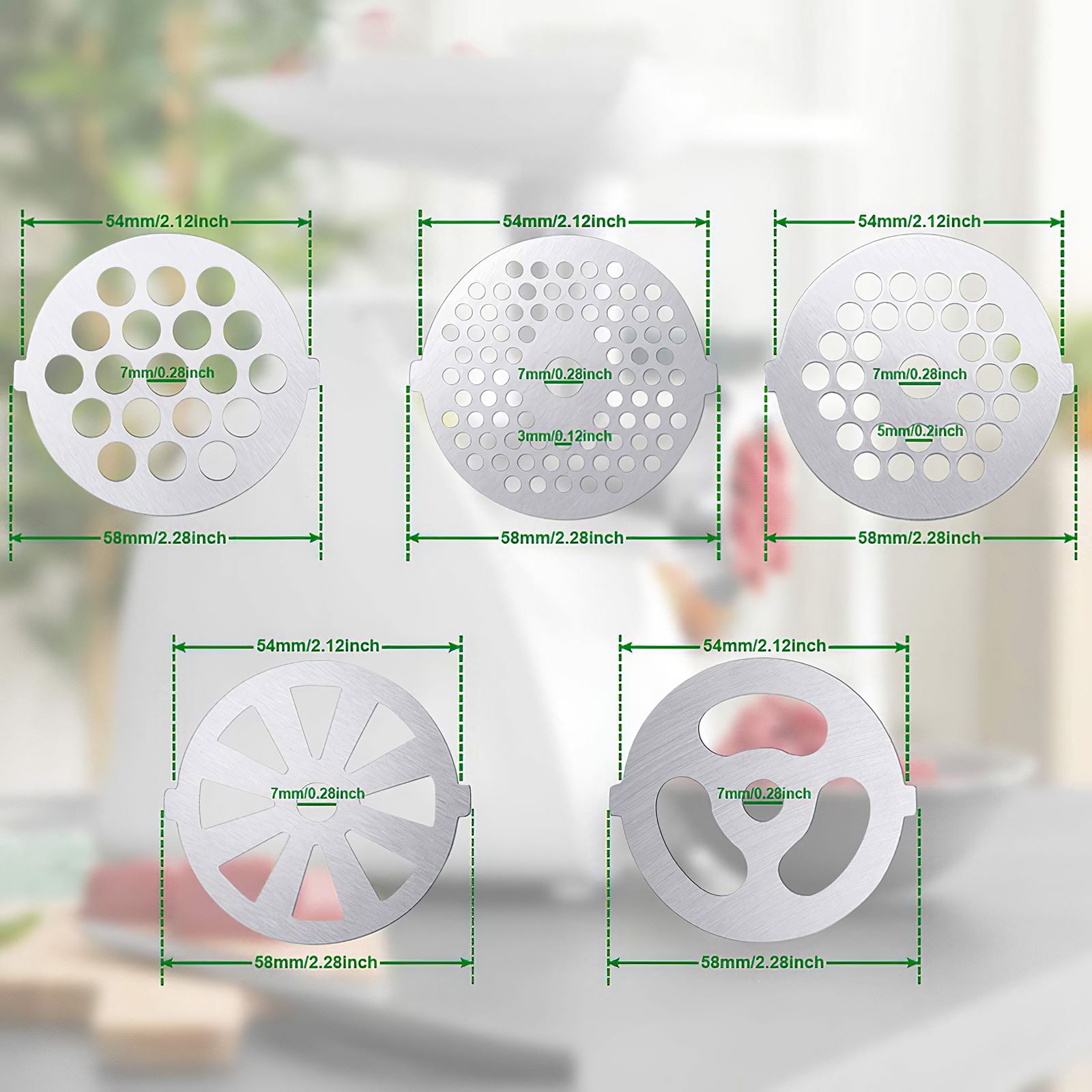 9PCS Electric Meat Grinder Cutters Blades Kitchen Food Sausage Mincers Meat Grinders Parts Kitchen Food Processors