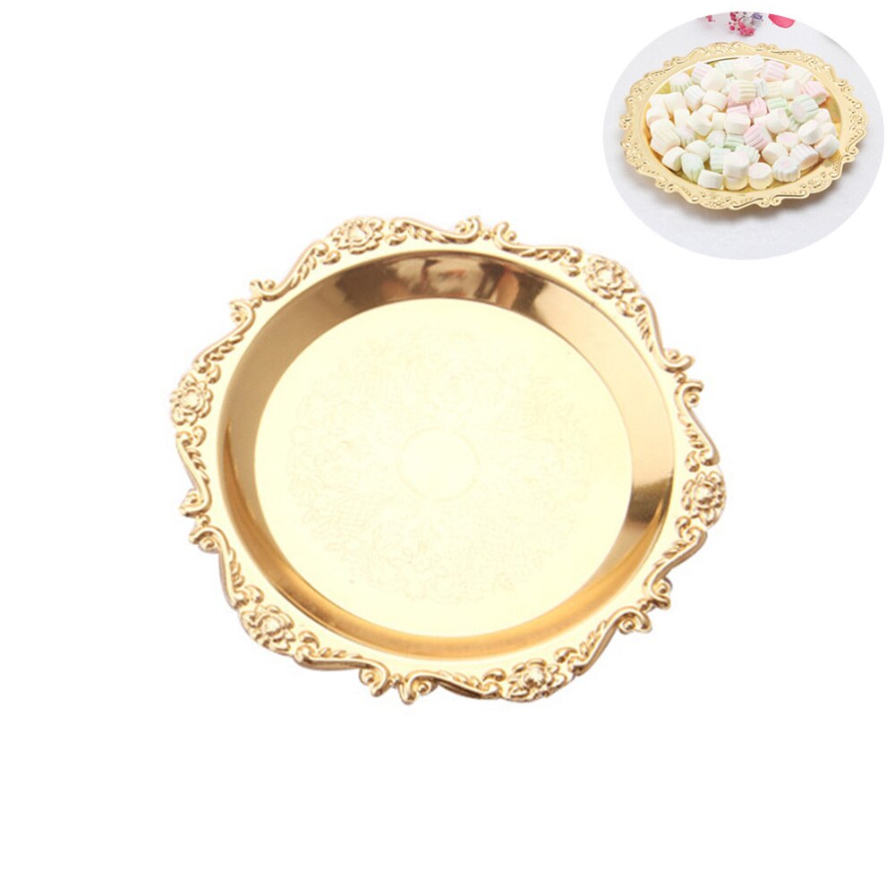 Delicate Fruit Platter Dessert Plate Cake Dish Snacks Tray Decorative Tableware for Wedding Party Home (Golden)