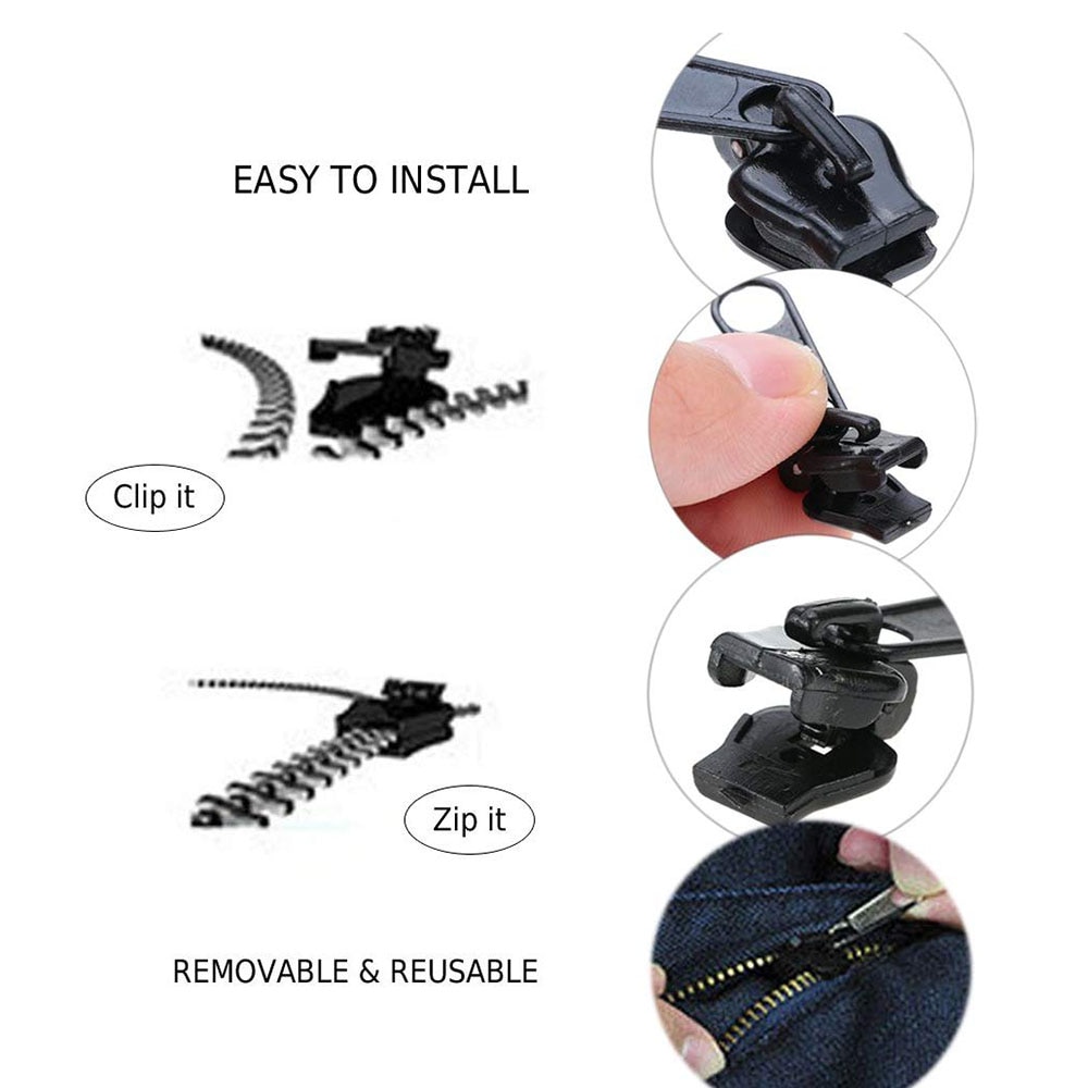 6Pcs Fix Zipper DIY Zip Slider Repair Kit Replacement For Zip Fastenings Sewing Tailor Tools Clothing Accessories