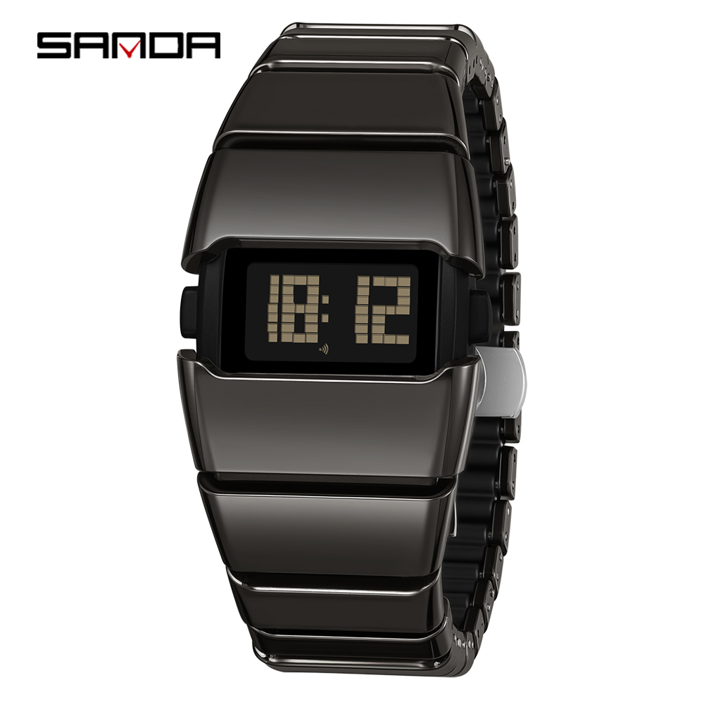 SANDA 9504 Retro Electronic Watch 5ATM Waterproof Night Light Display Snooze Alarm Clock Stopwatch Men's and Women's Watches2026: Bronze