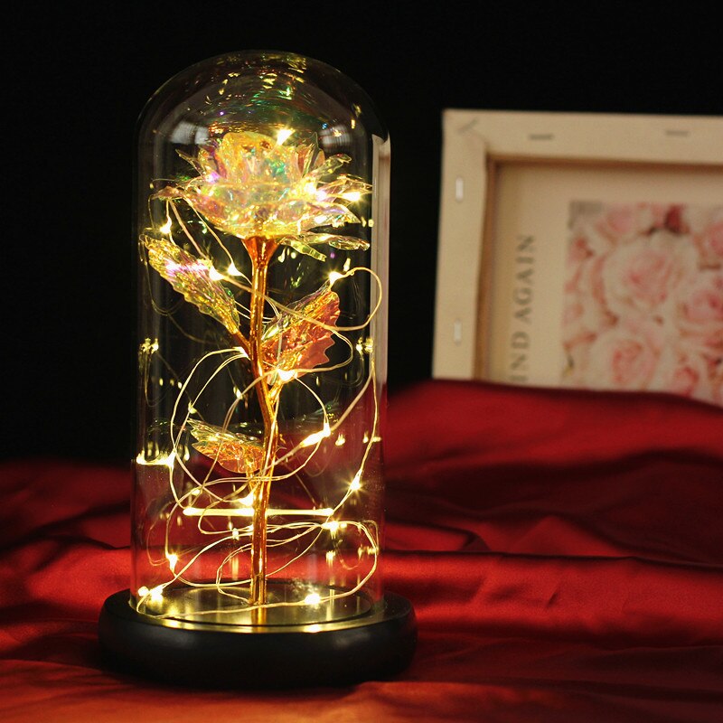 Medium Beauty And The Beast Rose Forever Rose LED Flashing Rose Forever Rose Lamp Night Light Romantic Valentines Day: E