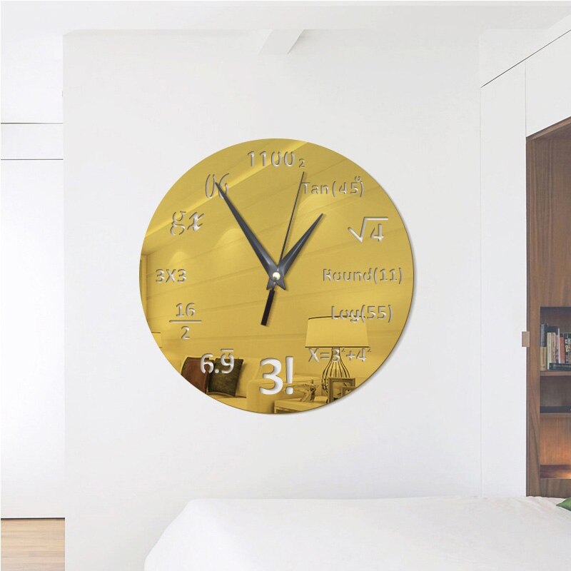 Mathematical equations acrylic mirror wall clock home home study bedroom living room wall decoration wall clock
