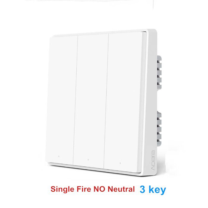 Aqara D1 Smart Wall Switch Zigbee Wireless Remote Control Light Switch Neutral Fire Wire 1/2/3 Button For Mijia HomeKit APP: NO Neutral 3 key