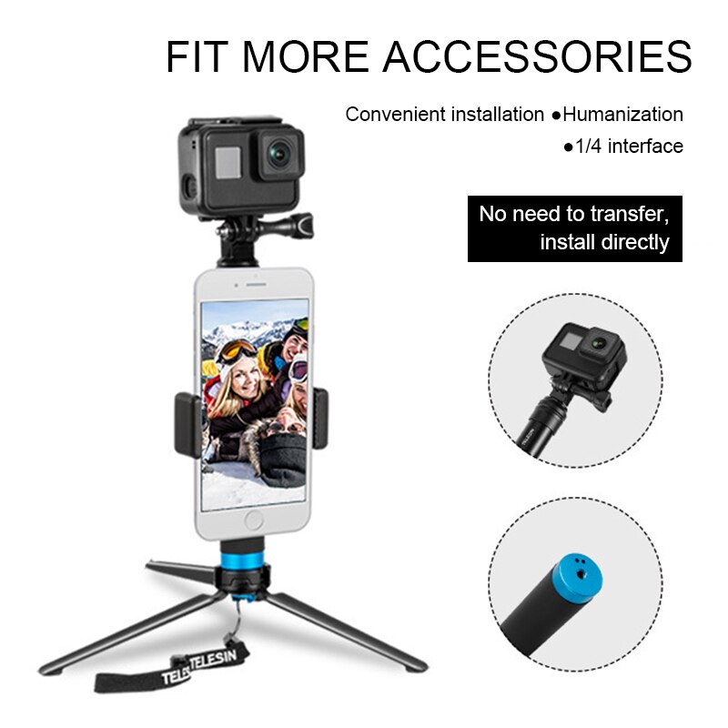 Extension Selfie Stok Mobiele Telefoon Clip Selfie Stok Statief Bluetooth Selfie Stok Statief Voor Gopro Hero 8/7/6 Sport camera