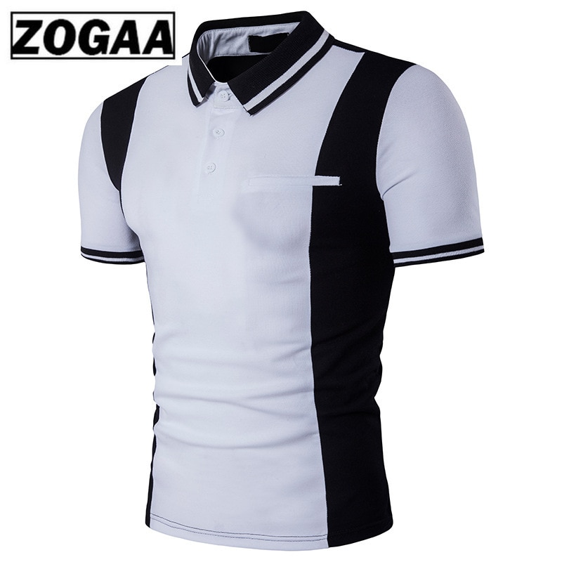 ZOGAA camisa de Polo de verano para hombre de manga corta Camisa blanca y negra de Polo informal ajustada para jóvenes camisas para Hombre Ropa