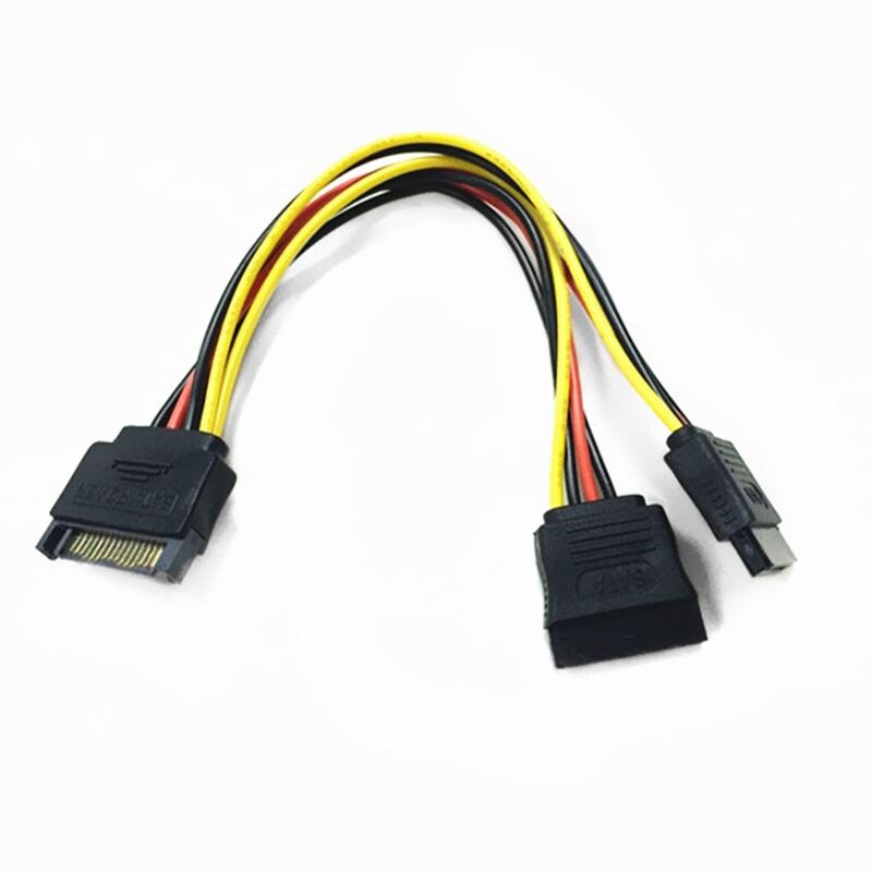 5 pcs 15 Pin SATA Male to 2 SATA Splitter Female Power Cable
