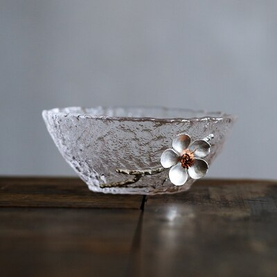 1pcs Small 60-80ml Teacups Tin Flower Single Tea Cup Japanese Glass Cup Kung Fu Tea Set Transparent Drinking Glass 12 Styles: 12