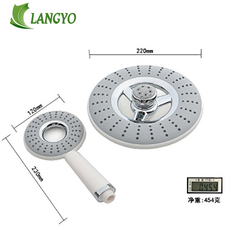 LANGYO Chrome Shower Head Bathroom ABS Plastic Shower Faucet Gray Rainfall Shower Nozzle With Shower Hand