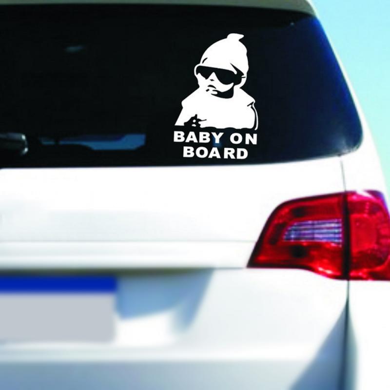 Auto Exterieur Stickers 14X9Cm Baby Aan Boord Cool Achter Reflecterende Zonnebril Voor Kinderen Auto Stickers Waarschuwing Decals