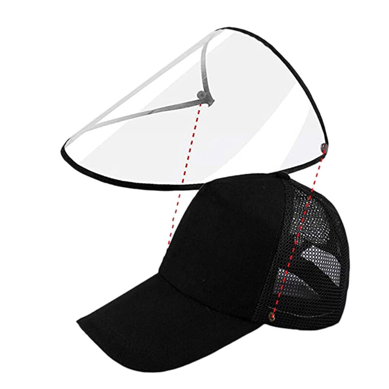 Peaked Hat Dustproof Cover Baseball Cap Adjustable with Clear Face Shield