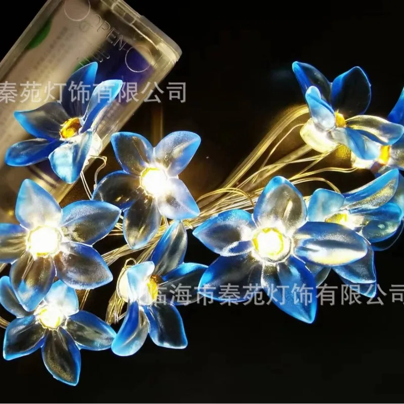 10/20LEDS Lilie Fee Lichterketten Rosa Blaue Blume String Lampen Batterie Betrieben Für Outdoor Weihnachten Girlande Dekoration: green / 300w