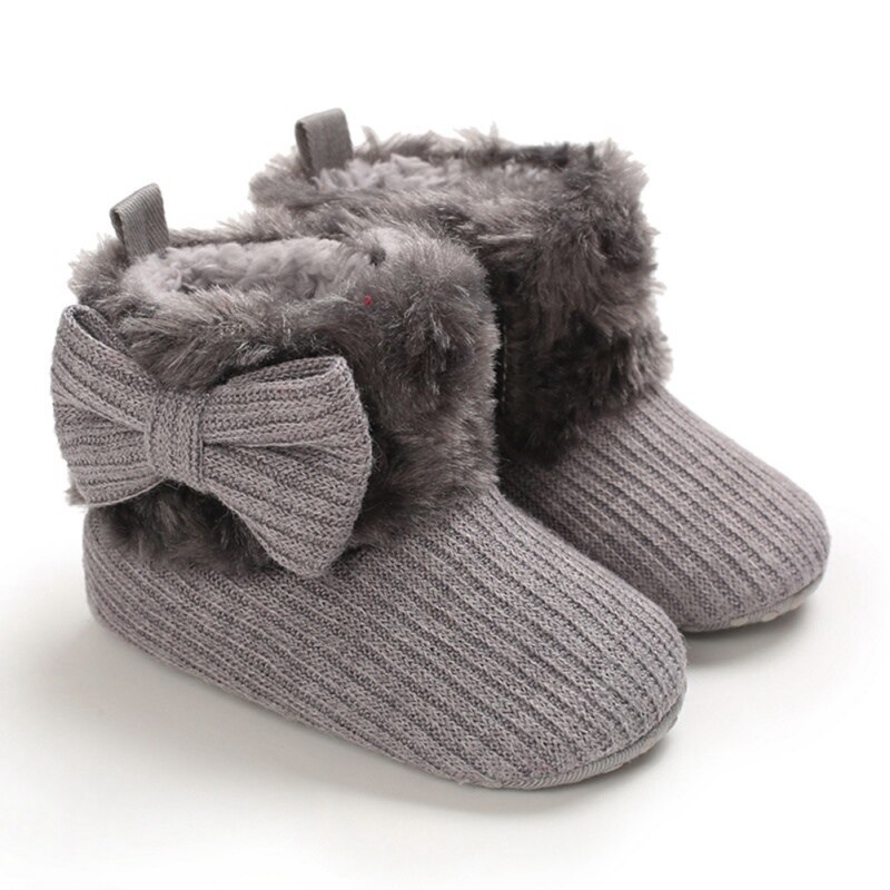 Kids Baby Meisjes Schoenen Soft Sole Bootie Boog Schoenen Winter Warm Sneeuw Boot Schoenen 0-18M: B / 0-6 months