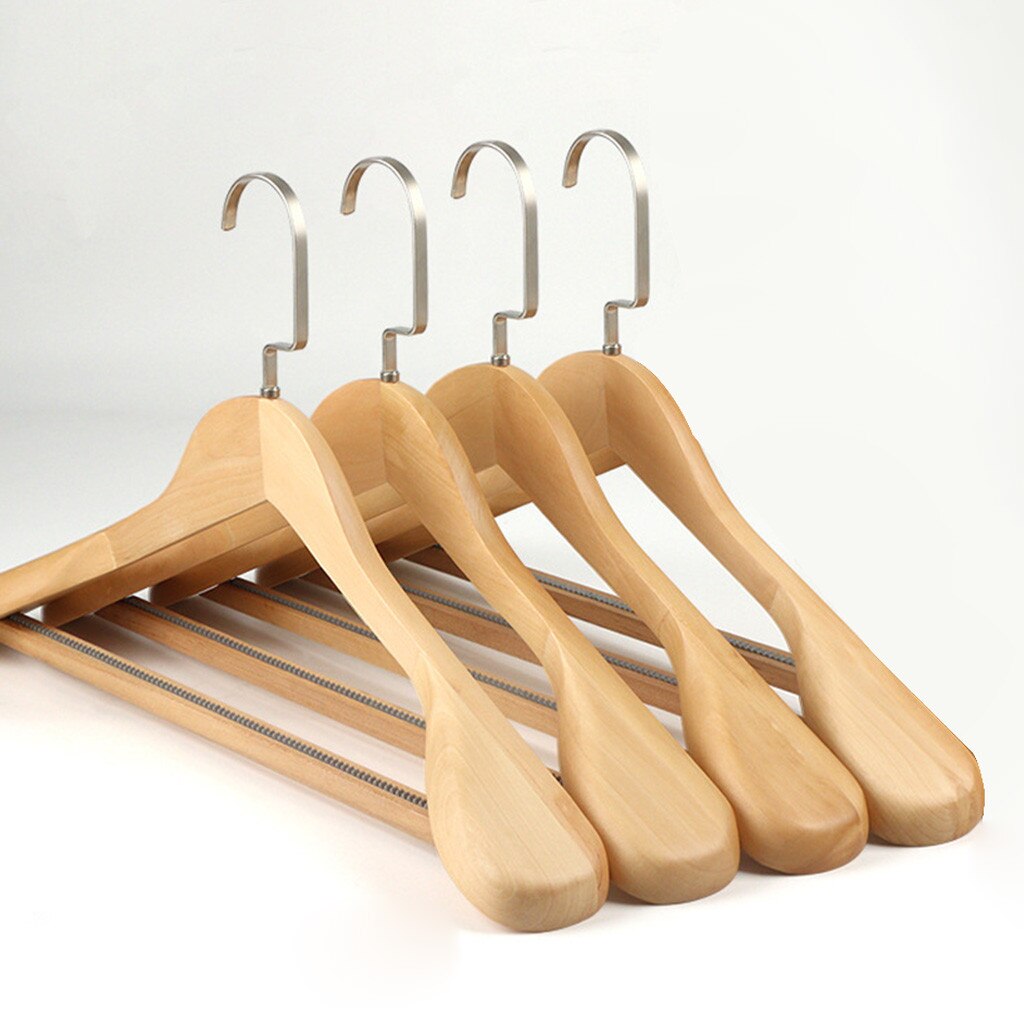 Cintre à épaule large de , 1 pièce, unisexe, Vintage, en bois, vêtements de ménage, antidérapant, pour costume, # T2P