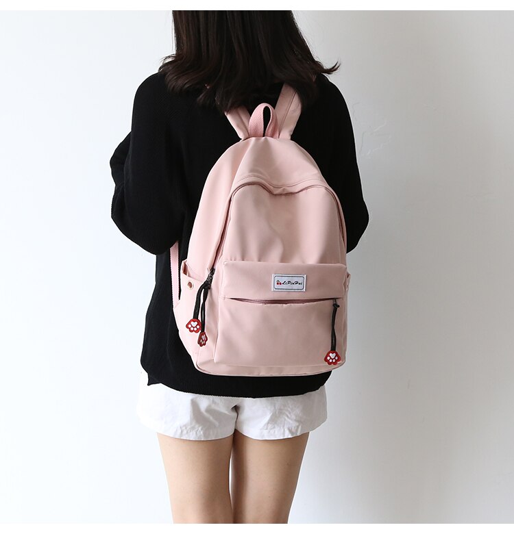 Adolescente sacos de escola para meninas adolescentes mochila mulher bookbags leve macio oxford preto faculdade estudante choolbag feminino: Rosa