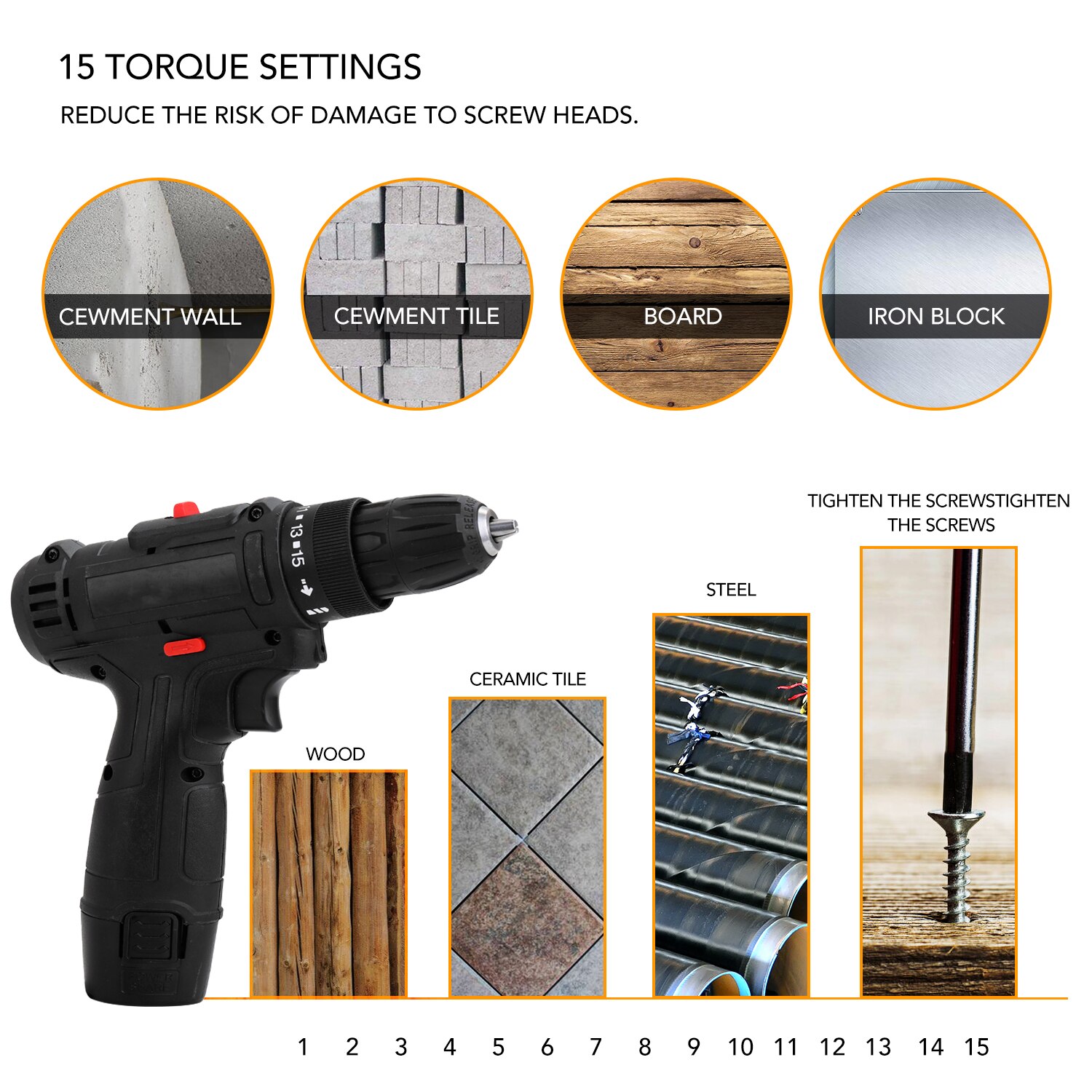 Multifunctional Cordless 12V Electric Impact Drill Power Tools High-power Rechargeable Wireless Home DIY Electric Screwdriver