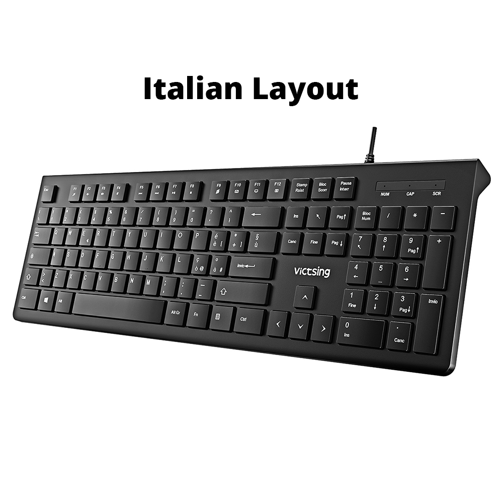 VicTsing PC206 Wired Keyboard Portable Slim Membrane Chiclet Keyboard 104 Keycaps For Tablet Desktop Laptop PC Computer Keyboard: Italian Layout
