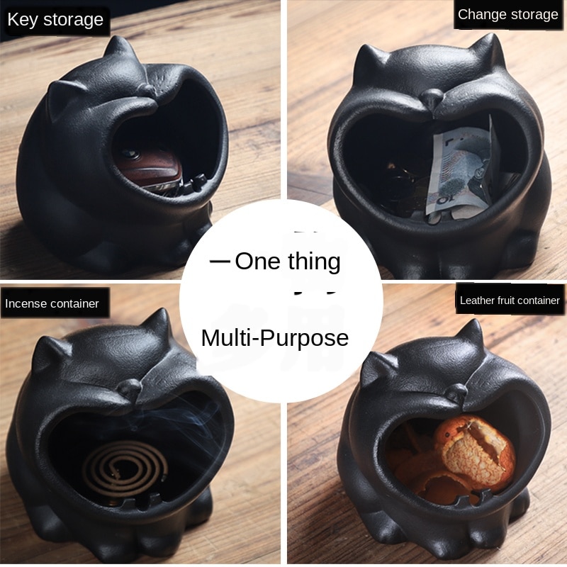 Niedlichen Karikatur Kleine Ebene gähnen Katze Keramik Aschenbecher Kreative Persönlichkeit Große Kaffee Tisch Auto Aschenbecher