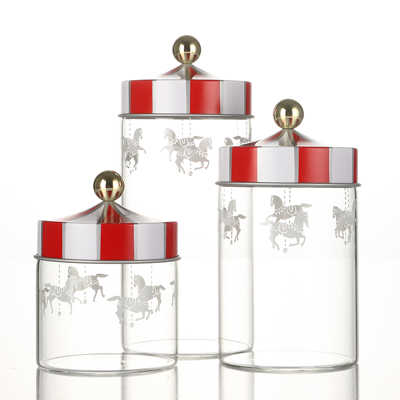 Karussell Mit Deckel Lebensmittel Lagerung Container Getreide Zitrone Kaffee Bohnen Snack Küche Lagerung Feuchtigkeit Beweis Transparente Glas