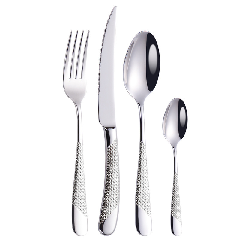 Goud Rvs Bestek Set Mes Vork Lepel Vier Stuk Set Goud Keuken Accessoires: silver