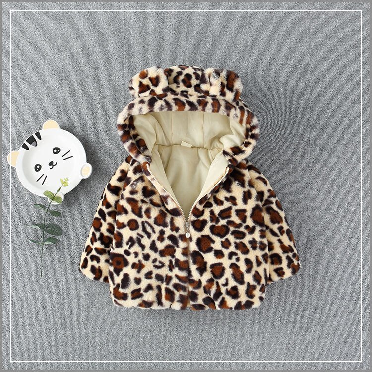 invierno niñas niños leopardo estampado más abrigo de terciopelo cómodo lindo ropa de bebé ropa de niños